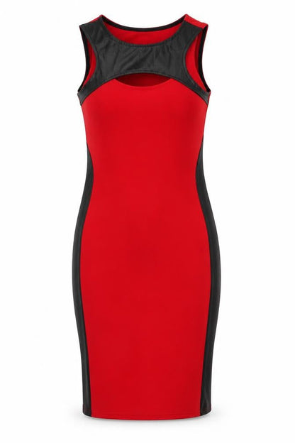 Agenda Womens Red Polyester Pencil Dress Size 10 Round Neck Pullover
