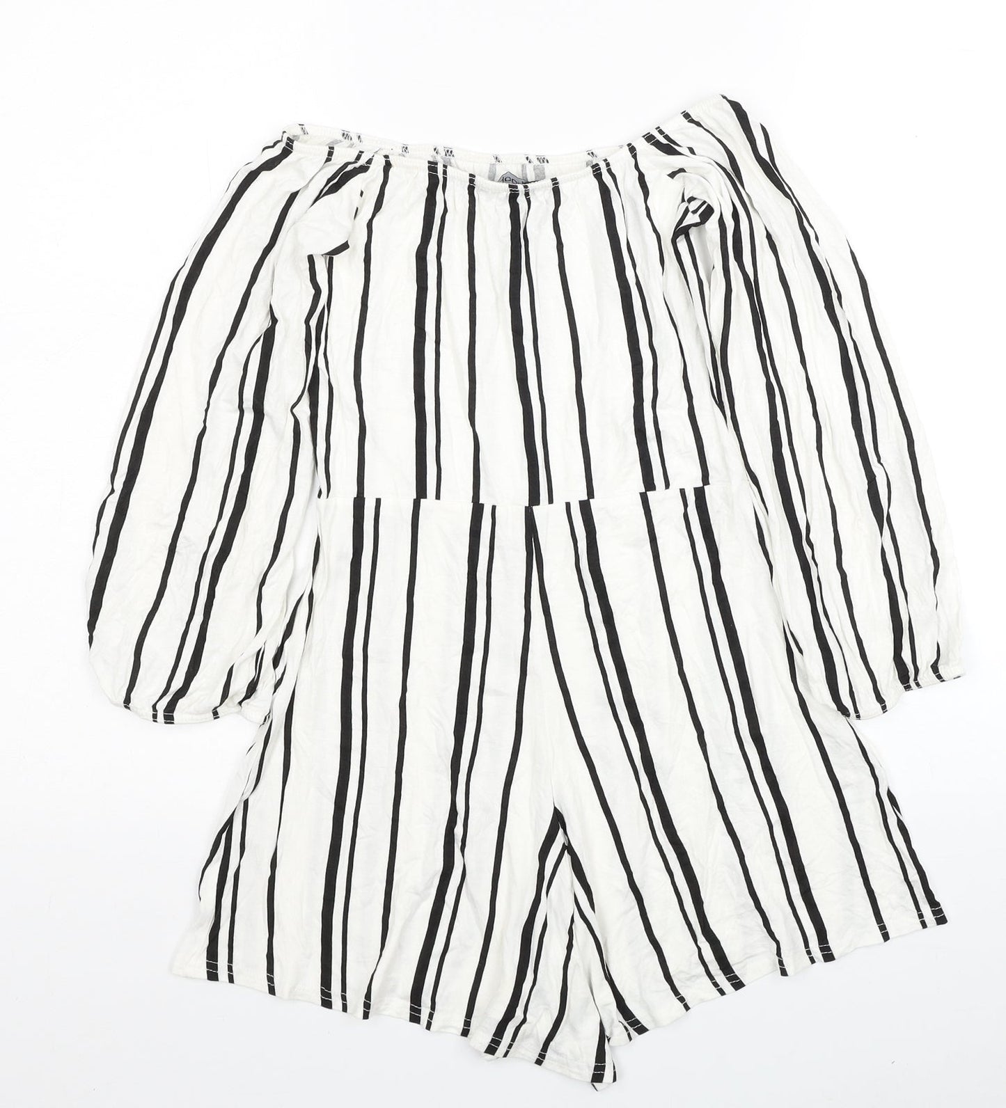 Boohoo Womens White Pinstripe Viscose Playsuit One-Piece Size 8 L3 in Pullover