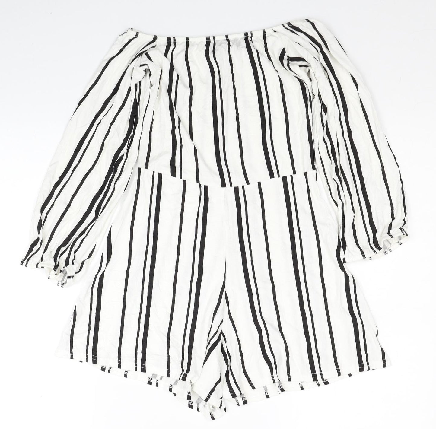 Boohoo Womens White Pinstripe Viscose Playsuit One-Piece Size 8 L3 in Pullover