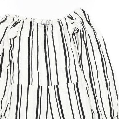 Boohoo Womens White Pinstripe Viscose Playsuit One-Piece Size 8 L3 in Pullover