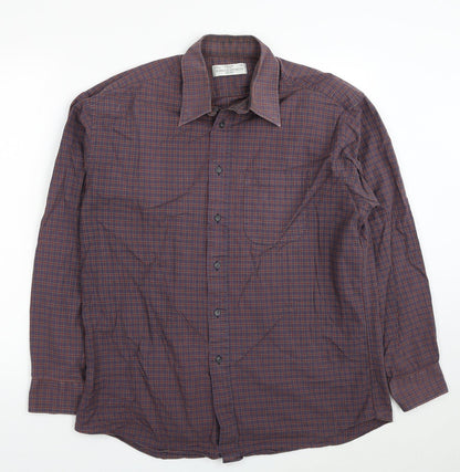 Mens UK Size 16 Marks and Spencer Grey  Button-Up Long Sleeve Casual Shirt