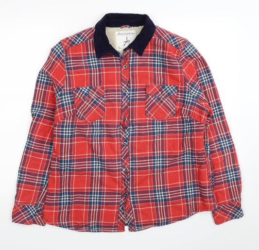 Atmosphere Womens Red Plaid Jacket Size 16 Button
