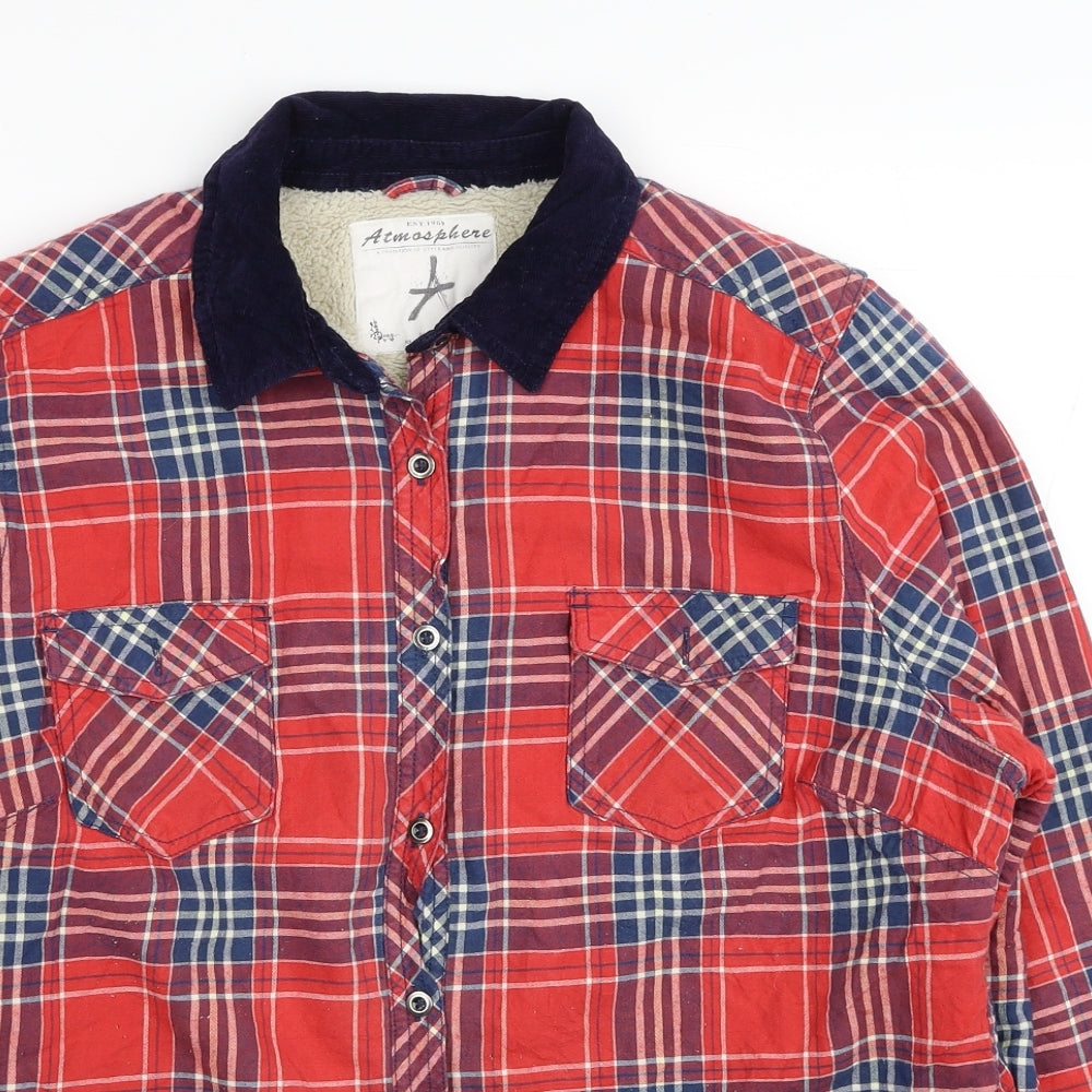 Atmosphere Womens Red Plaid Jacket Size 16 Button
