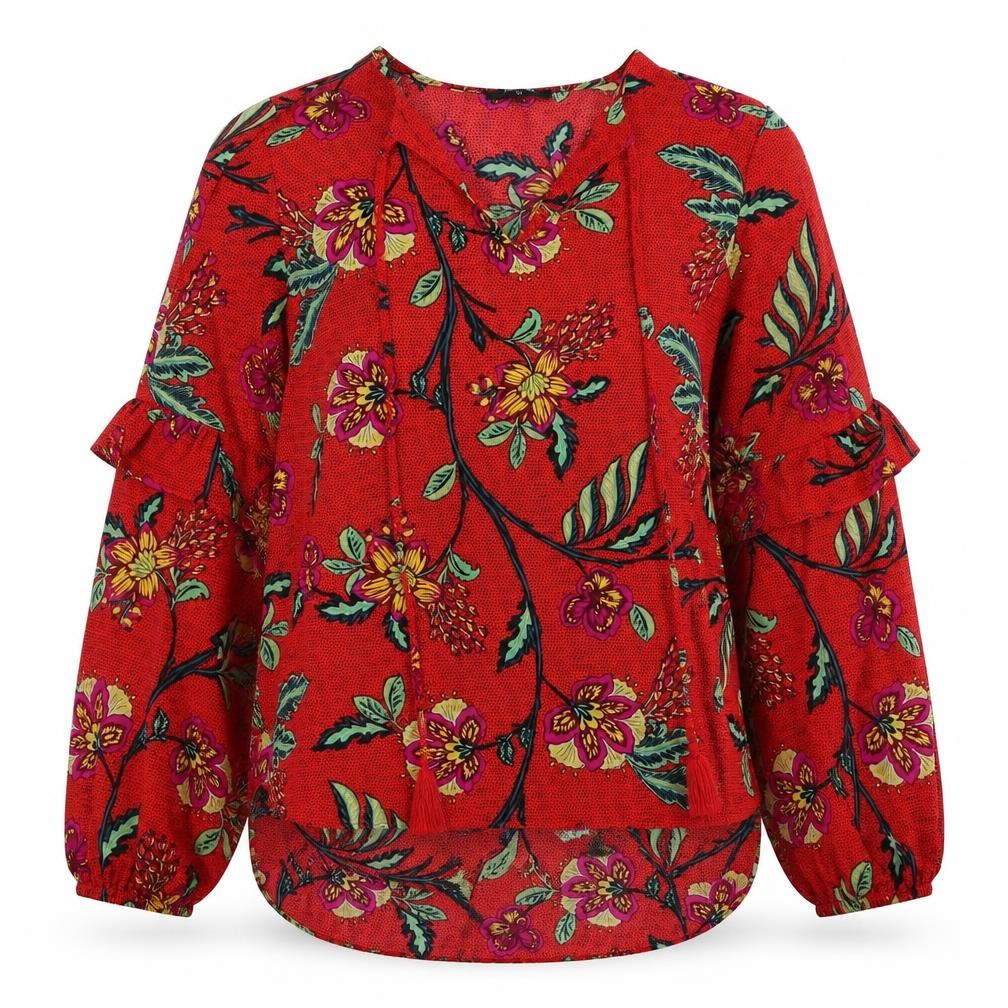 Womens UK Size 10 Papaya Red Basic Blouse