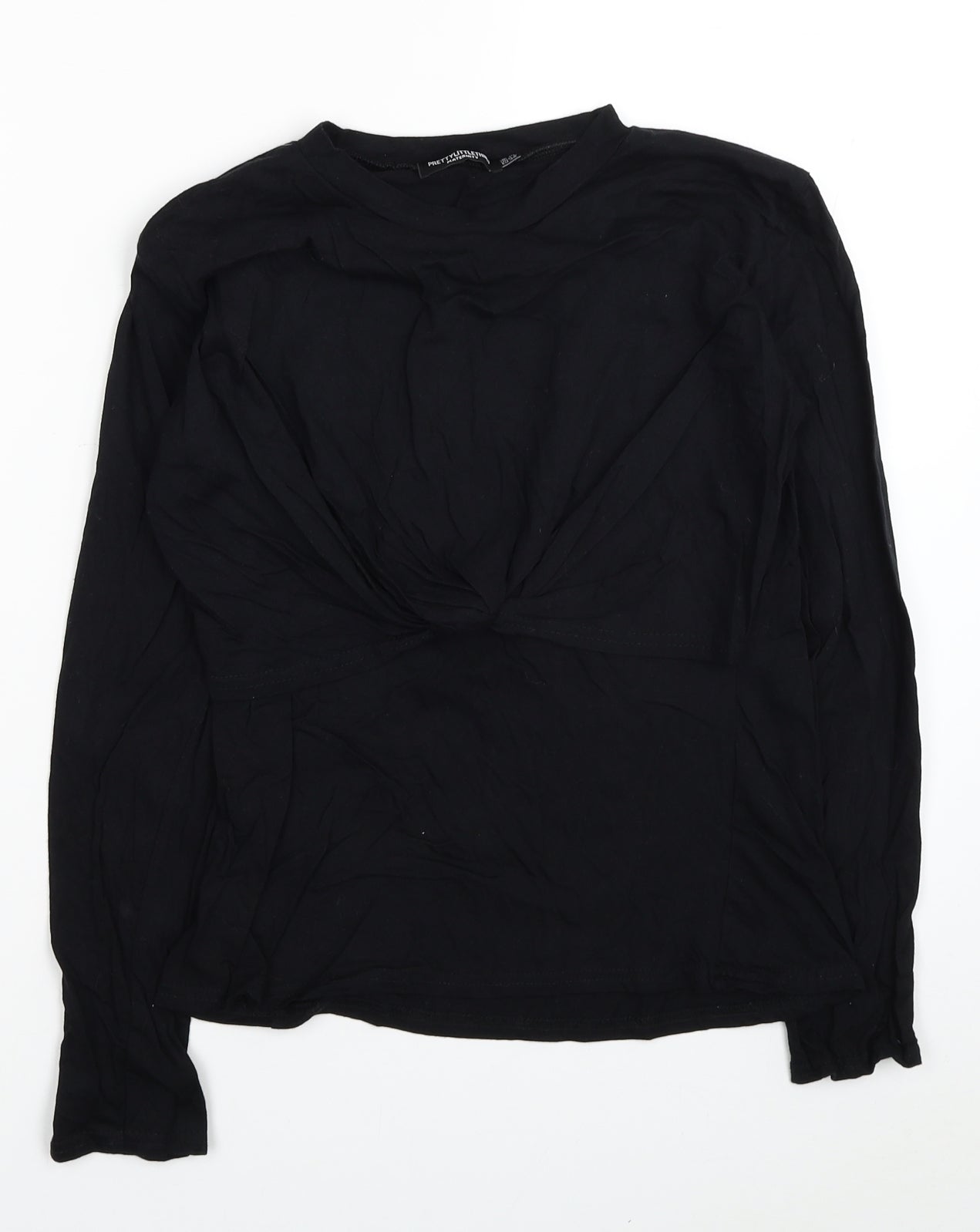 Womens UK Size 10 PRETTYLITTLETHING Black Basic T-Shirt