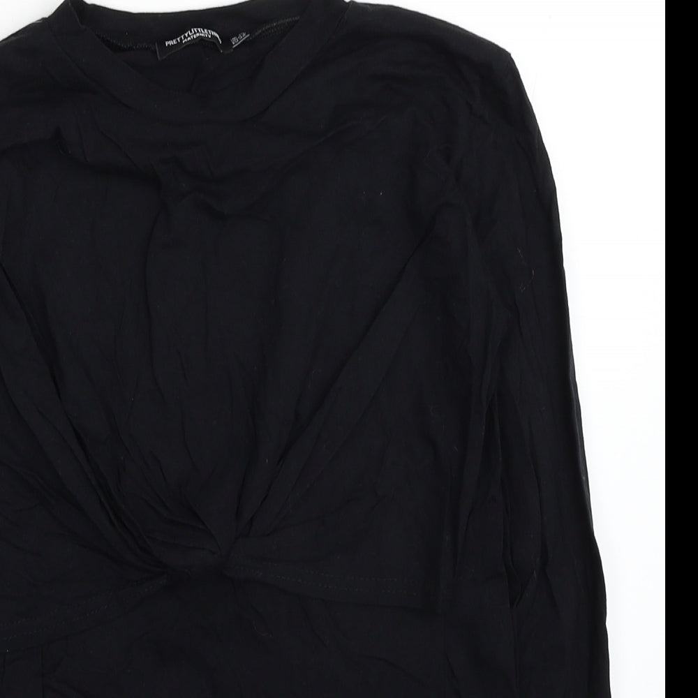 Womens UK Size 10 PRETTYLITTLETHING Black Basic T-Shirt