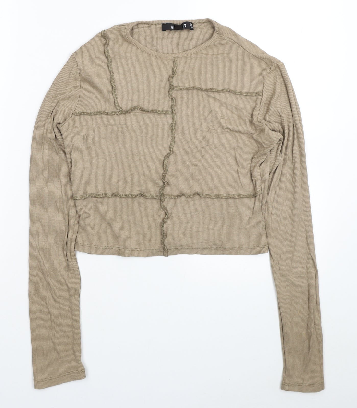 Womens UK Size 10 Missguided Beige Cropped Blouse