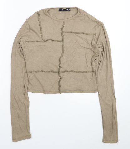 Womens UK Size 10 Missguided Beige Cropped Blouse
