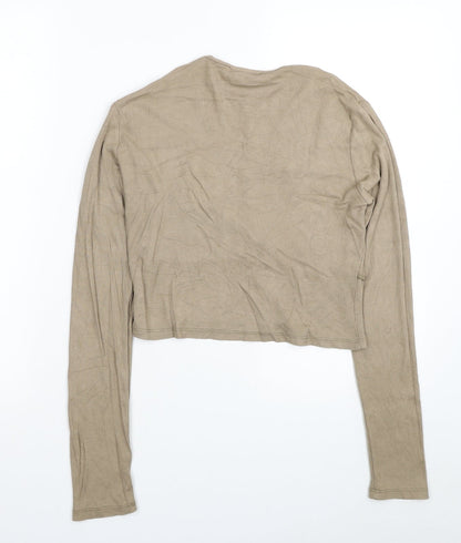 Womens UK Size 10 Missguided Beige Cropped Blouse