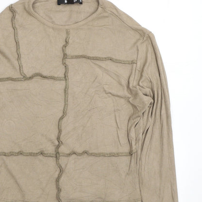 Womens UK Size 10 Missguided Beige Cropped Blouse