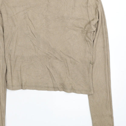Womens UK Size 10 Missguided Beige Cropped Blouse