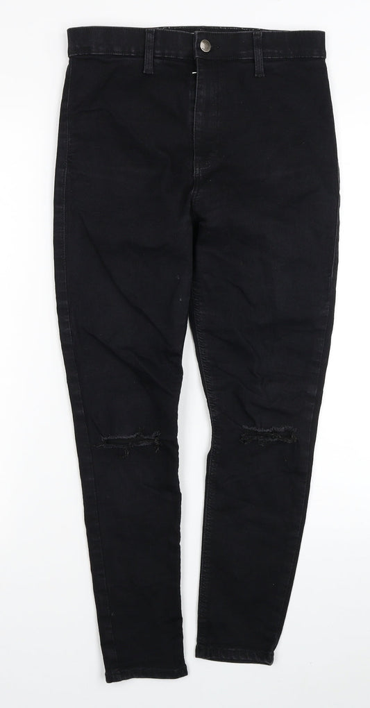 Topshop Womens Black Cotton Skinny Jeans Size 26 in L28 in Regular Zip
