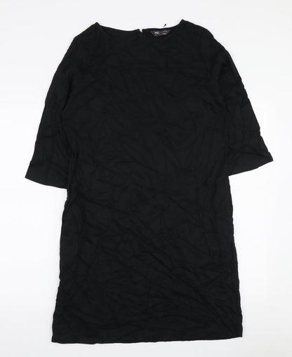 Marks and Spencer Womens Black Viscose A-Line Size 8 Boat Neck Button