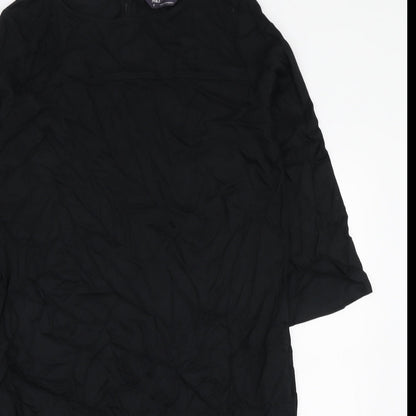 Marks and Spencer Womens Black Viscose A-Line Size 8 Boat Neck Button