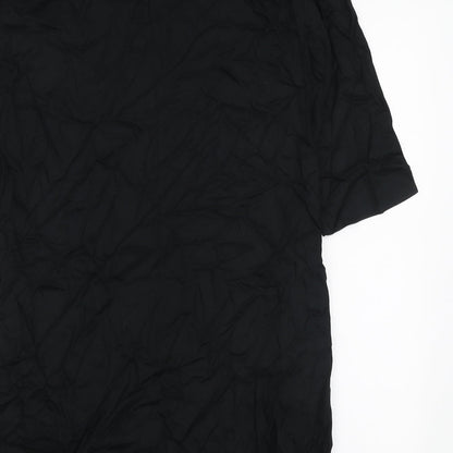 Marks and Spencer Womens Black Viscose A-Line Size 8 Boat Neck Button