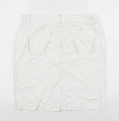 Autograph Womens White Cotton Straight & Pencil Skirt Size 12 Zip