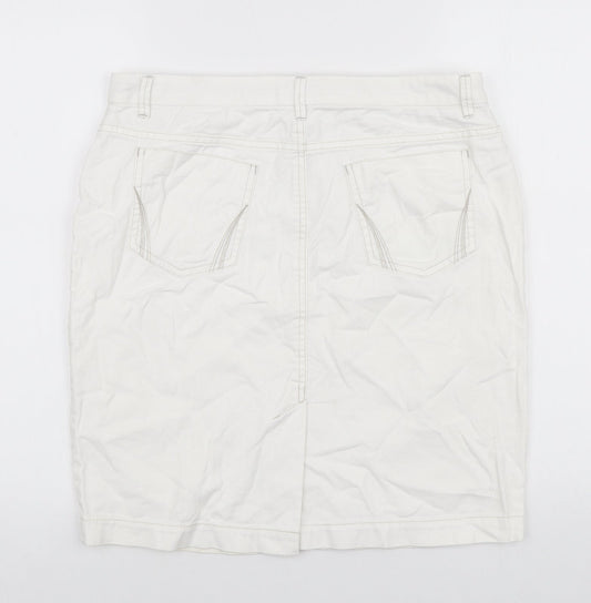 Autograph Womens White Cotton Straight & Pencil Skirt Size 12 Zip