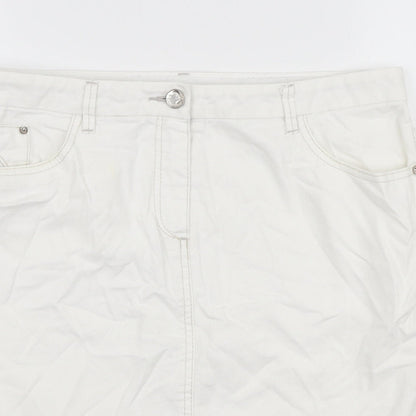 Autograph Womens White Cotton Straight & Pencil Skirt Size 12 Zip