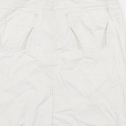 Autograph Womens White Cotton Straight & Pencil Skirt Size 12 Zip