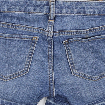 Gap Girls Blue Cotton Hot Pants Shorts Size 8 Years Regular Zip - Distressed hem