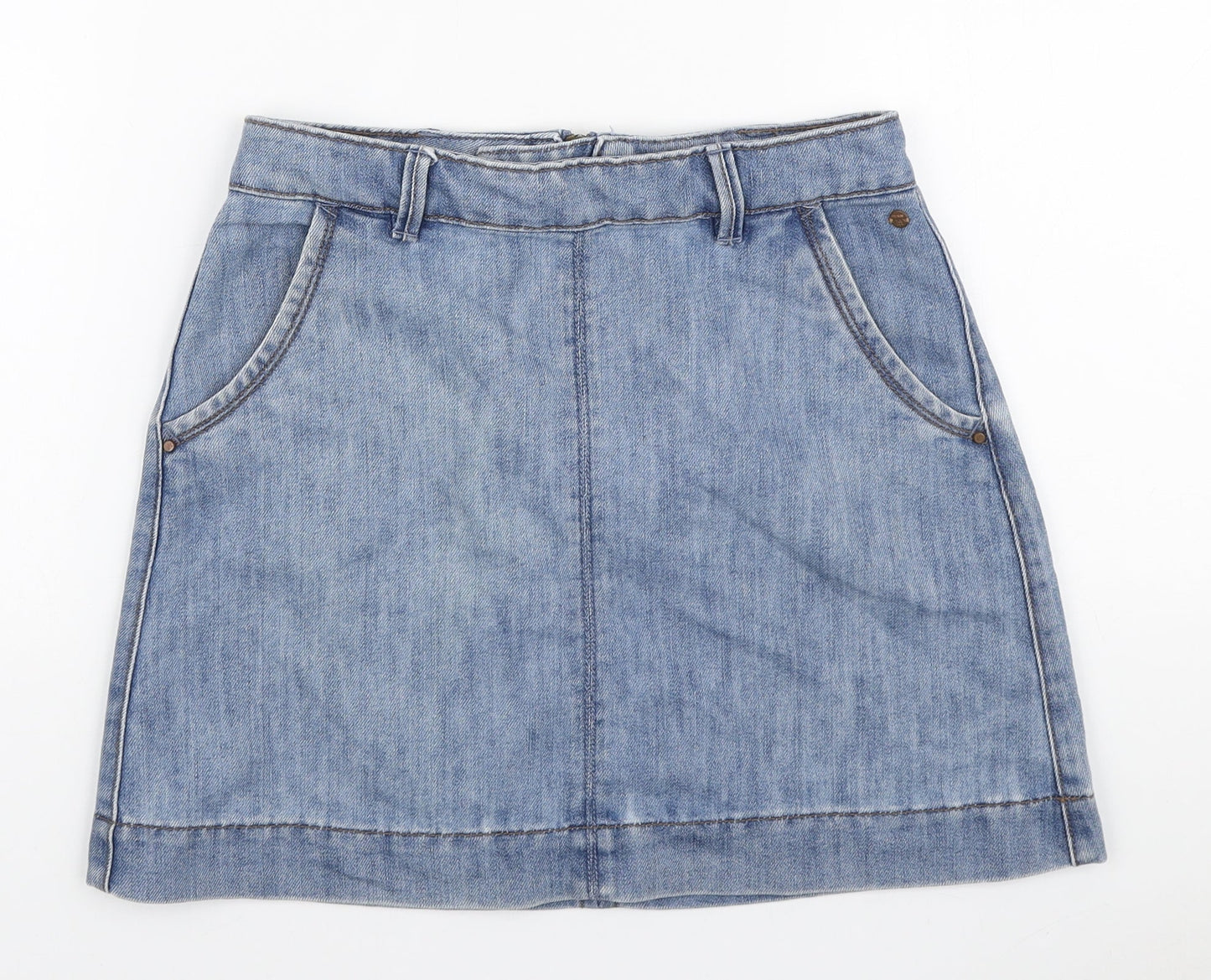 LFT Denim Womens Blue Cotton A-Line Skirt Size S Zip