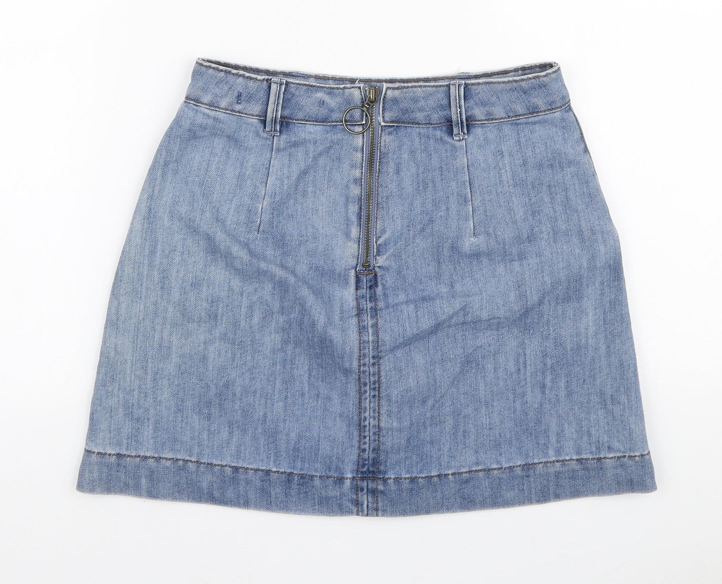 LFT Denim Womens Blue Cotton A-Line Skirt Size S Zip