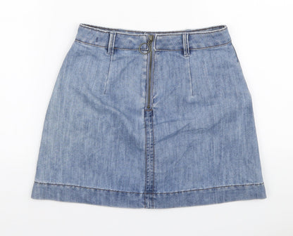 LFT Denim Womens Blue Cotton A-Line Skirt Size S Zip
