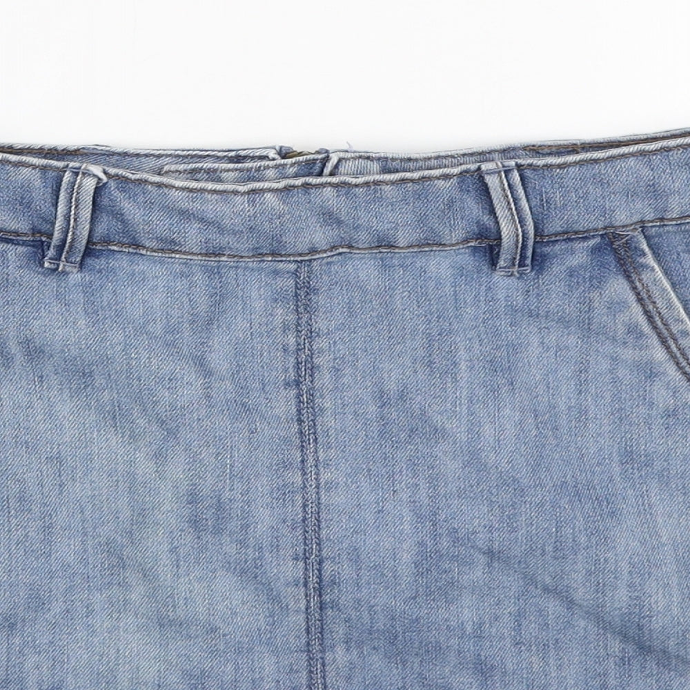 LFT Denim Womens Blue Cotton A-Line Skirt Size S Zip