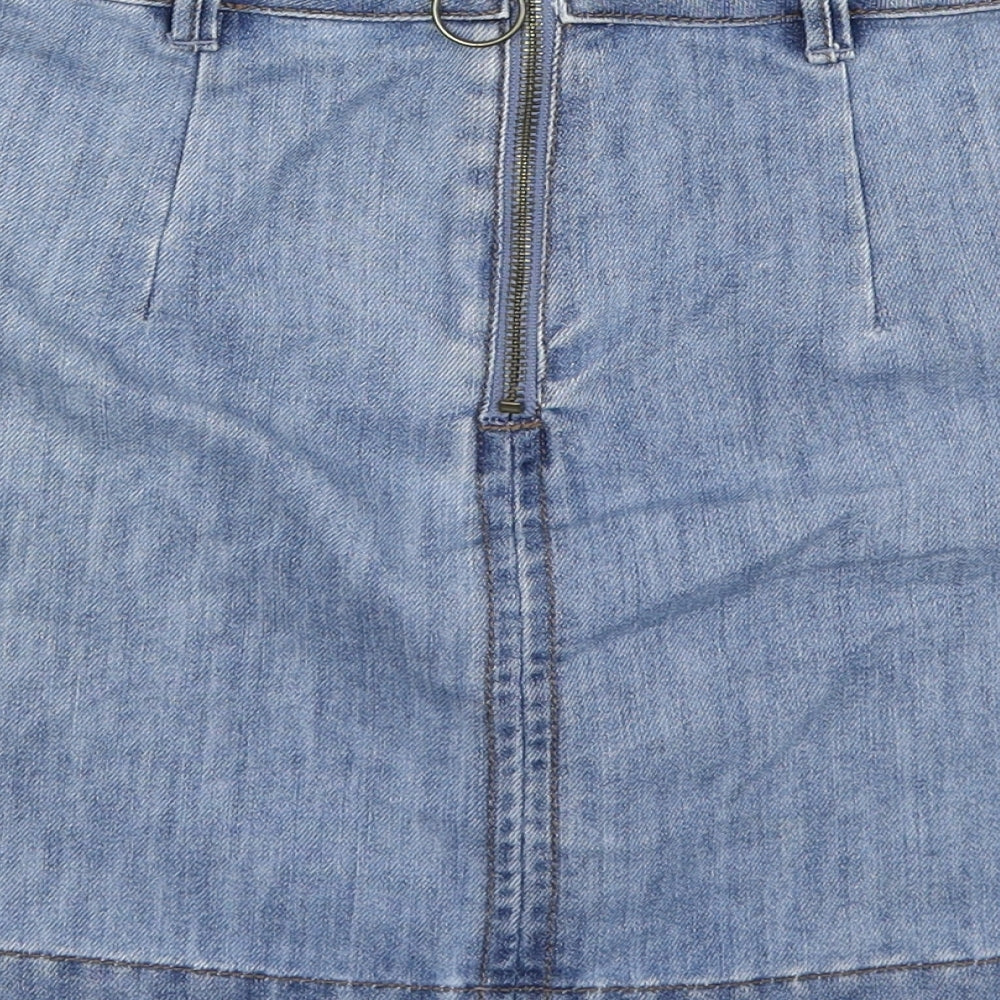 LFT Denim Womens Blue Cotton A-Line Skirt Size S Zip