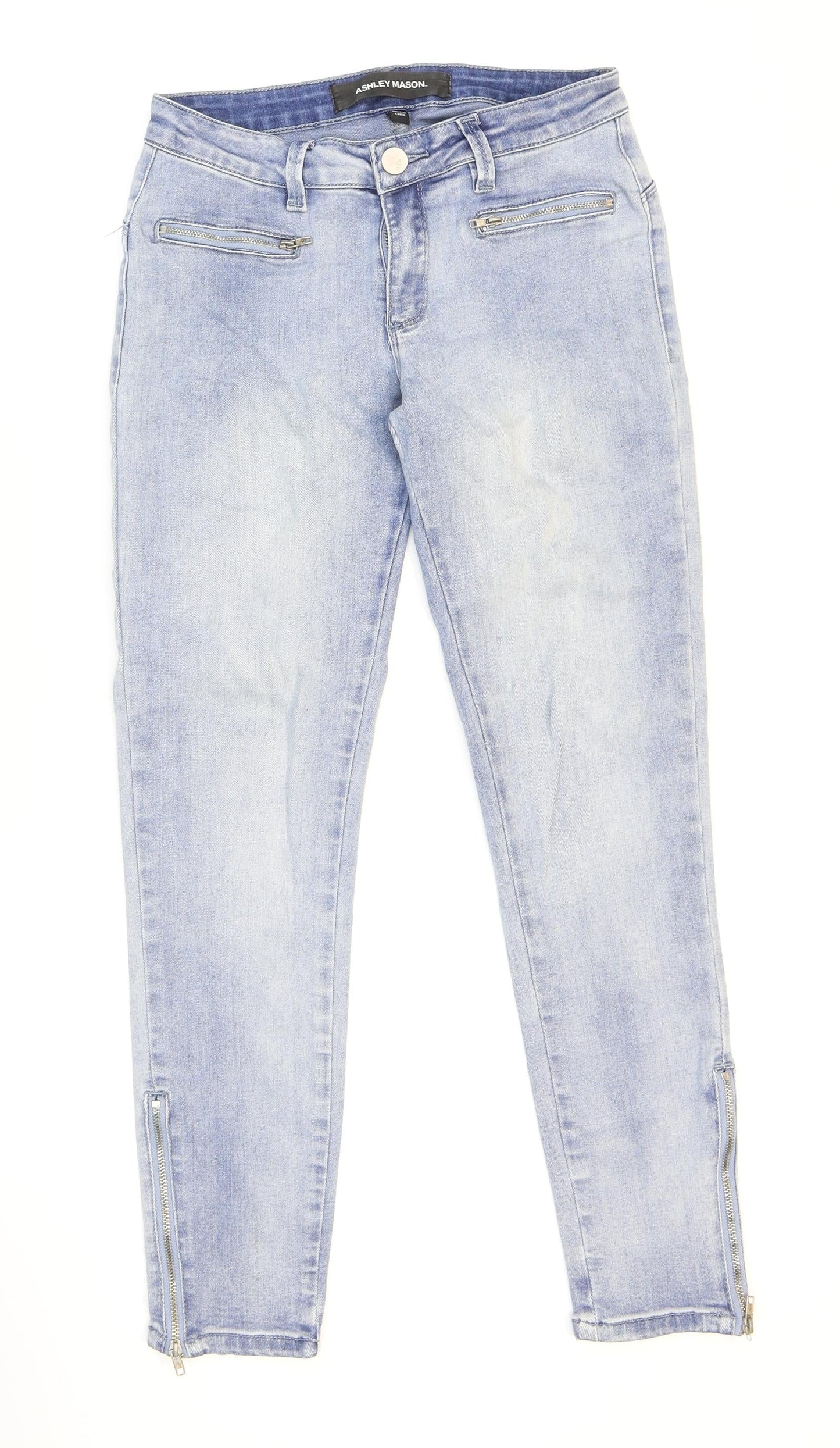 Ashley Mason Womens Blue Cotton Skinny Jeans Size 4 L26 in Regular Zip