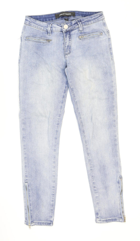 Ashley Mason Womens Blue Cotton Skinny Jeans Size 4 L26 in Regular Zip