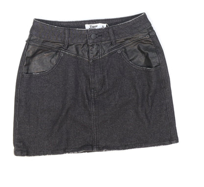 Tiger Mist Womens Black Cotton Mini Skirt Size S Zip - Pleather
