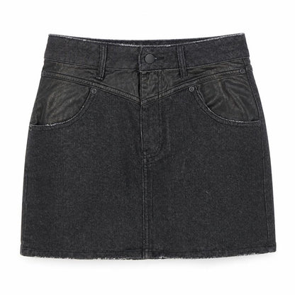 Tiger Mist Womens Black Cotton Mini Skirt Size S Zip - Pleather