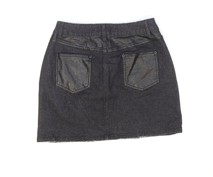 Tiger Mist Womens Black Cotton Mini Skirt Size S Zip - Pleather