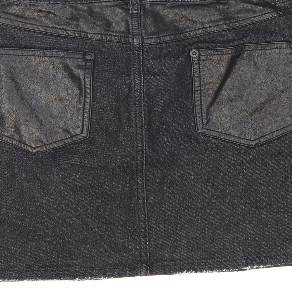Tiger Mist Womens Black Cotton Mini Skirt Size S Zip - Pleather