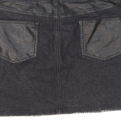 Tiger Mist Womens Black Cotton Mini Skirt Size S Zip - Pleather