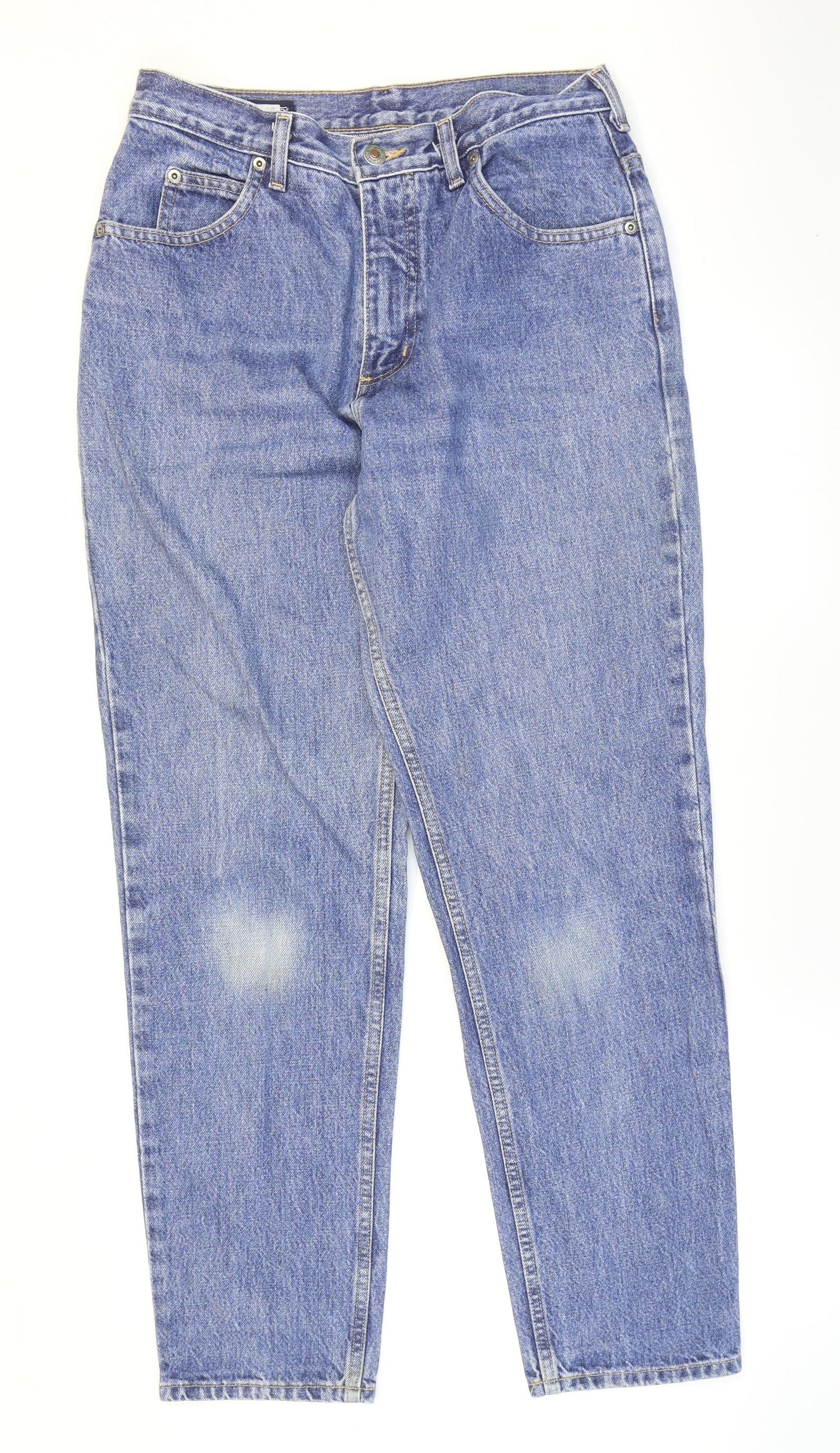 Lands' End Womens Blue Cotton Tapered Jeans Size 8 L30 in Regular Zip