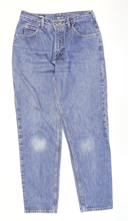 Lands' End Womens Blue Cotton Tapered Jeans Size 8 L30 in Regular Zip