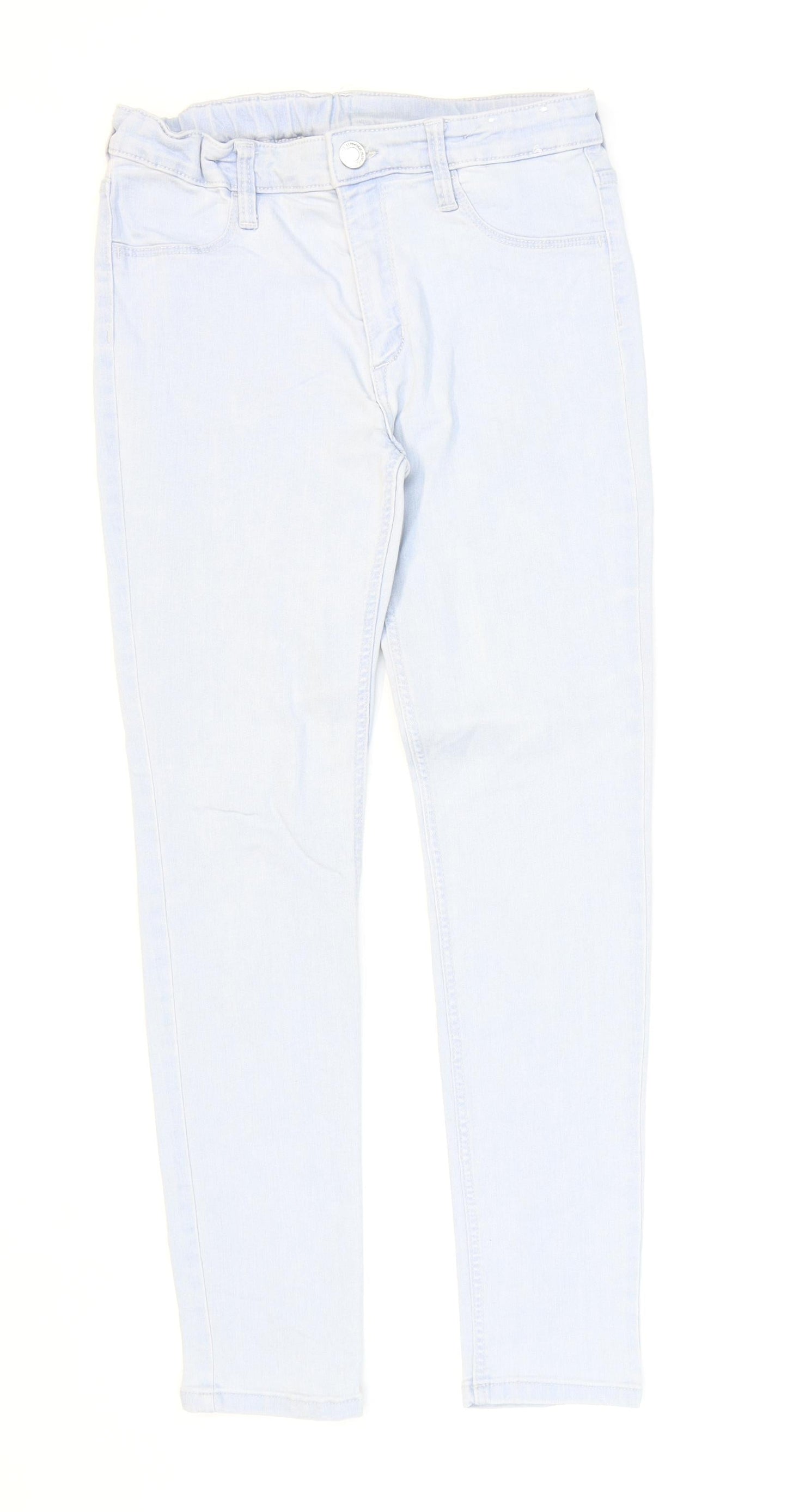 H&M Girls Blue Cotton Jegging Jeans Size 11-12 Years Regular Button