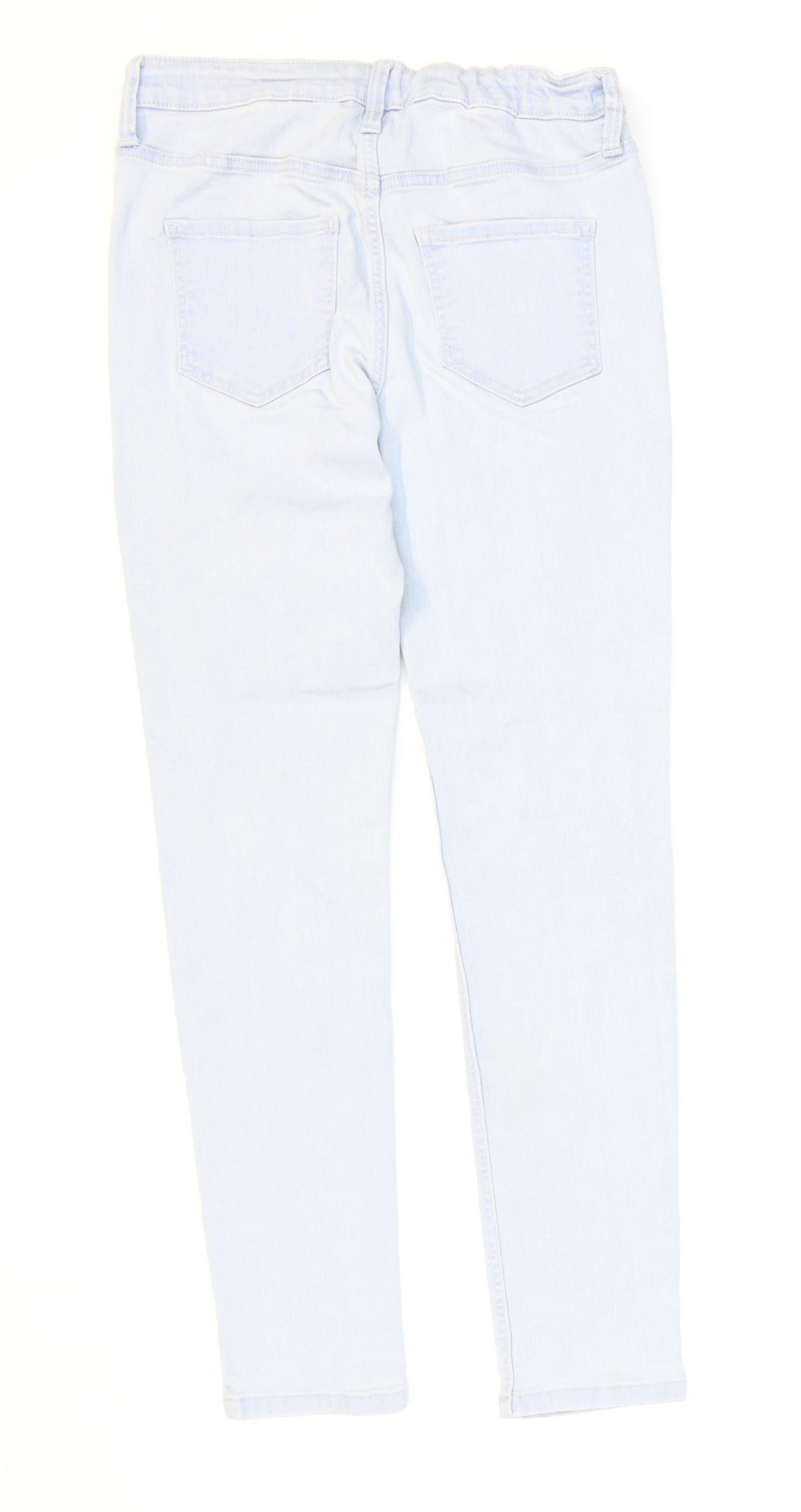 H&M Girls Blue Cotton Jegging Jeans Size 11-12 Years Regular Button
