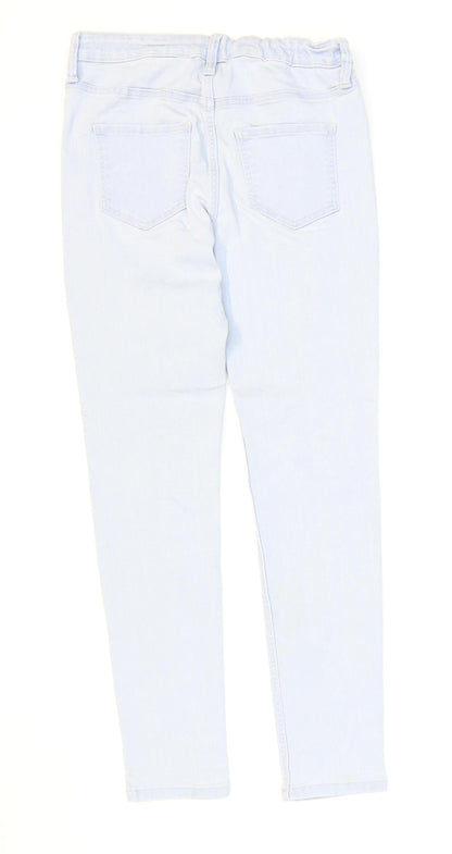 H&M Girls Blue Cotton Jegging Jeans Size 11-12 Years Regular Button