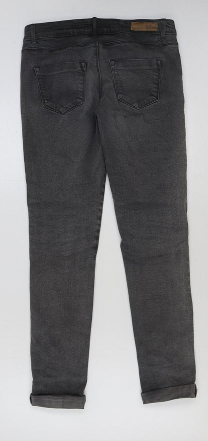 Zara Womens Grey Cotton Skinny Jeans Size 8 L30 in Regular Button