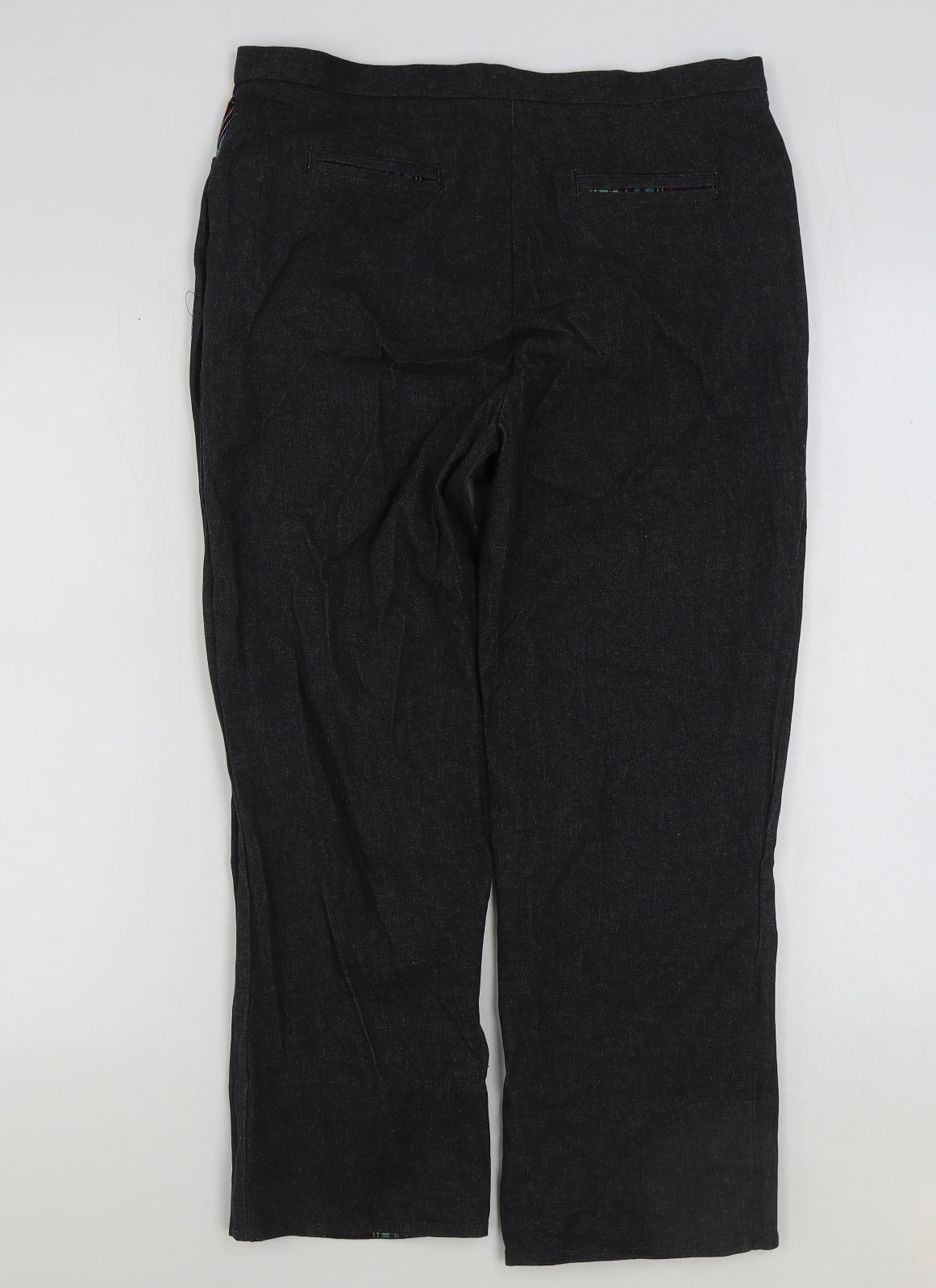 Hawkin Womens Grey Cotton Trousers Size L L25 in Regular Hook & Eye