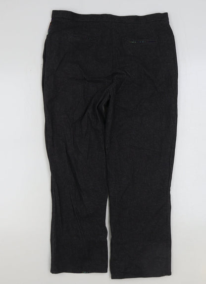 Hawkin Womens Grey Cotton Trousers Size L L25 in Regular Hook & Eye