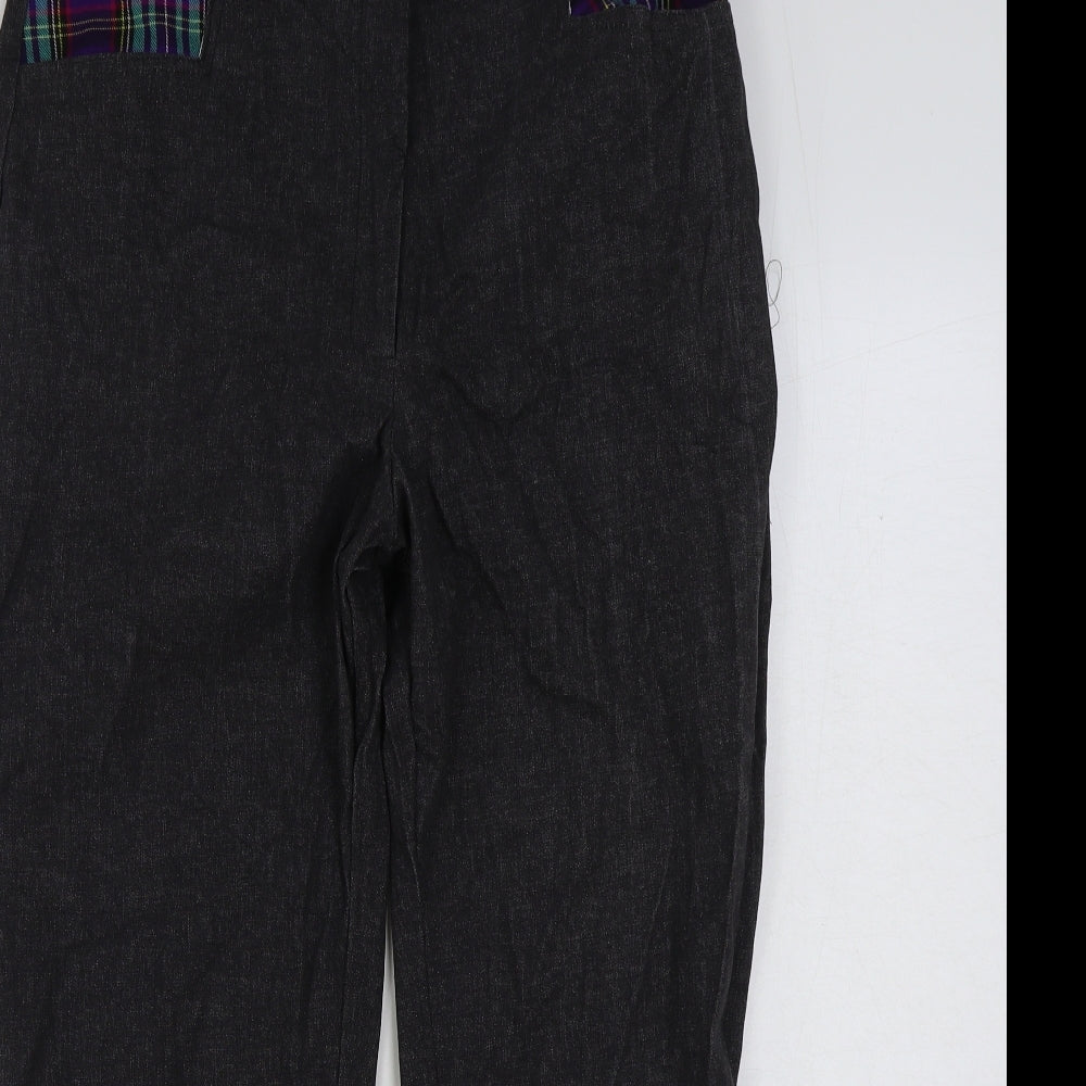 Hawkin Womens Grey Cotton Trousers Size L L25 in Regular Hook & Eye