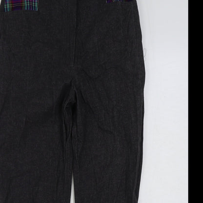 Hawkin Womens Grey Cotton Trousers Size L L25 in Regular Hook & Eye