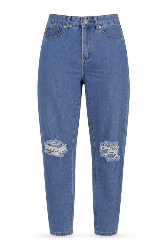 Womens UK Size 8 Boohoo Regular Fit Mom Blue Jeans