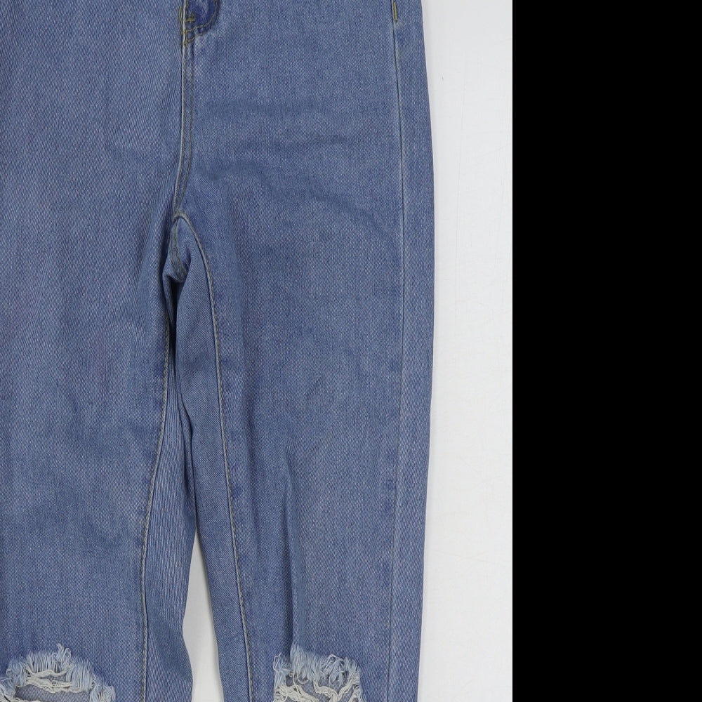 Boohoo Womens Blue Cotton Mom Jeans Size 8 L28 in Regular Button
