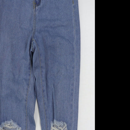Boohoo Womens Blue Cotton Mom Jeans Size 8 L28 in Regular Button