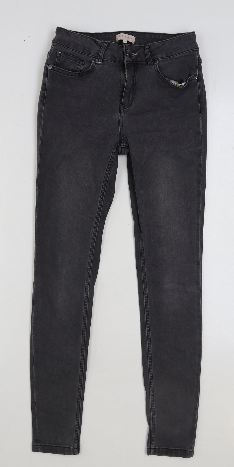 Born By Ted Baker Womens Grey Cotton Skinny Jeans Size 26 in L28 in Regular Button